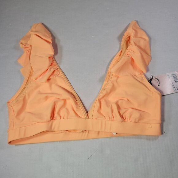 Missguided Peach Ruffle Trim Triangle Bikini Top UK 12 / EU 40 / US 8 - Picture 1 of 5